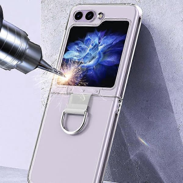 Hudfølelse Silikone Foldbart Telefoncover med Ring til Samsung Galaxy Z Flip5