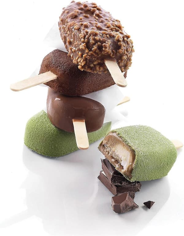 Hvit silikon klassisk minimugg, 25,4x 14,5 cm elliptisk sorbetform matkvalitets silikon 4 stk sommer A