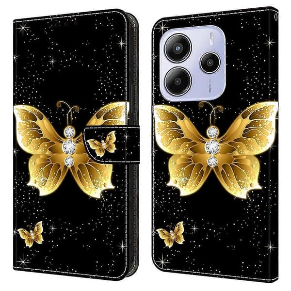 För Xiaomi Redmi Note 14 5G Läderfodral Mönstertryck Plånboksställ Flip Telefonfodral