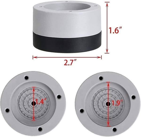 Vibrationsdämpare för tvättmaskin och torktumlare 4 cm 4-pack grå A