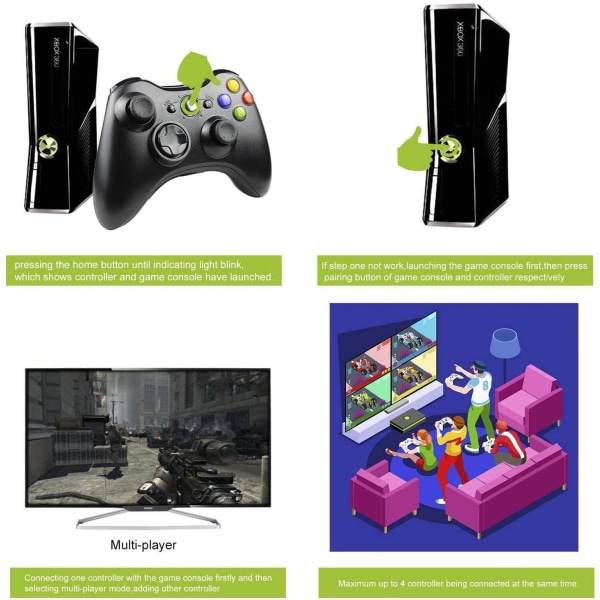 Xbox 360 trådløs kontroller svart
