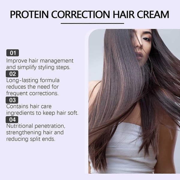 Hoegoa Protein Hårglattecreme, Keratin Nærende Glat Krusfrit Glat Hårbehandling A