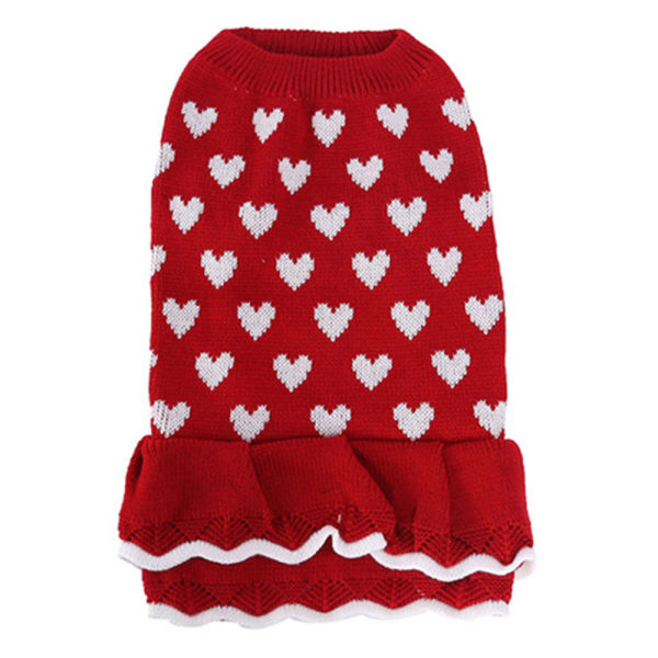 Dog clothes Red love dog sweater Christmas New Year pet clothes