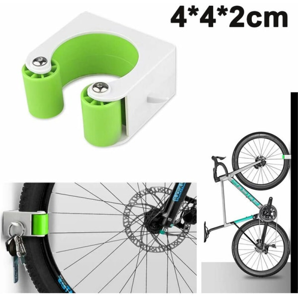 Cykelparkeringsspænde Vægmonteret landevejscykel Lodret opbevaringsstativ Clip Cykelholder Displaystativ Cykelspænder, Grøn-4*4*2cm