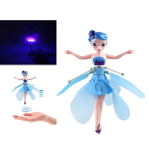 Mini Drone Infrarød Sensor Flying Fairy Barneleke Induksjon Håndkontroll Blå 19 cm Flyvende leke