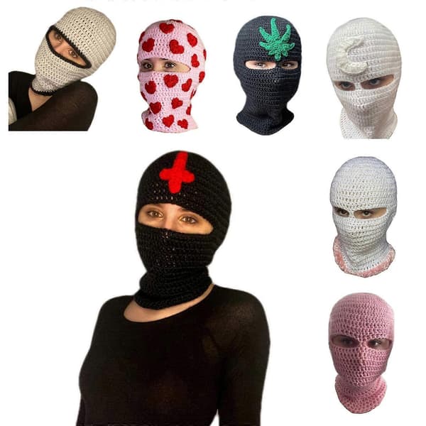 Rolig rånarbalaklava Herrdräkt Mössor Halloweenpresent Pullovermössa Mjuk mössa Halloweenpresent Varm Mjuk Balaklavamössa Rosa A