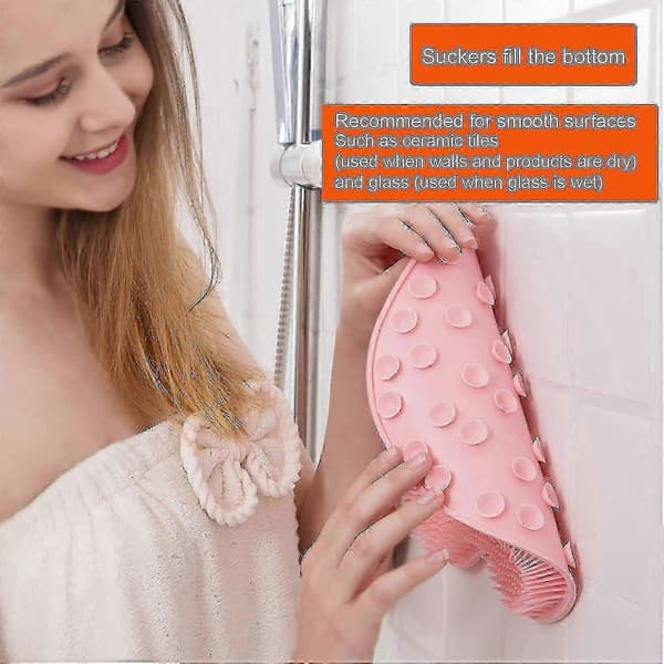 Badmassageborste med sugkoppar, väggmonterad 2-pack silikonryggskrubb A