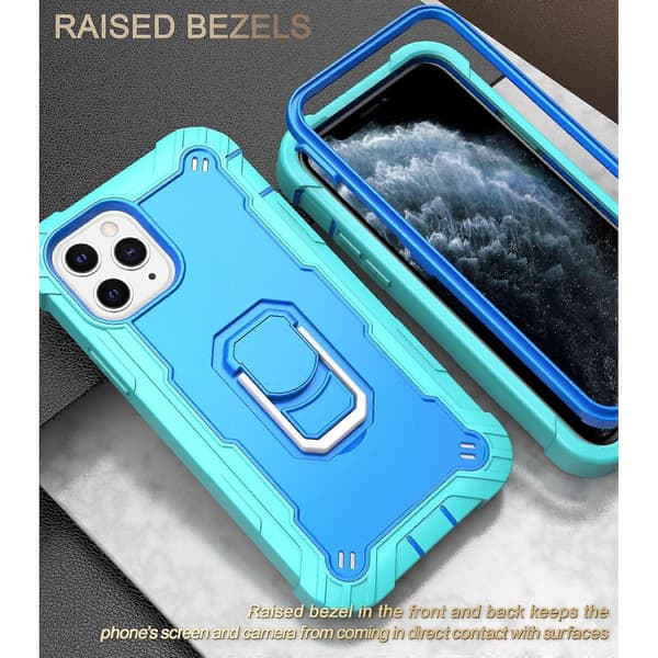För iPhone 11 Pro PC + Gummi 3-lagers Stötsäkert Skyddsfodral med Roterande Hållare