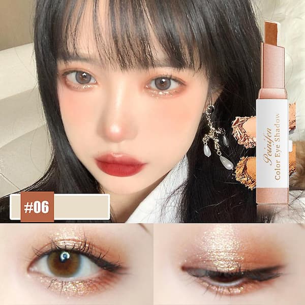 Gradient Glitter Ögonskuggsstift 2-tonad Skuggpenna Snabb Makeup Kosmetika för Kvinnor Modifiering A