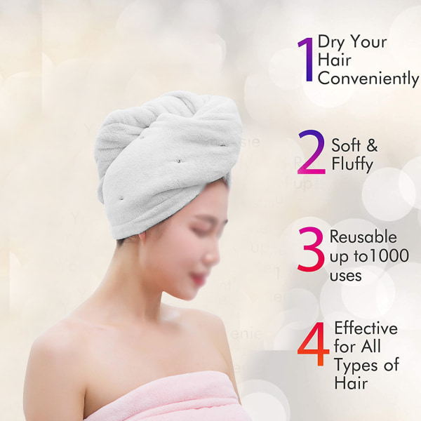 1 pakke mikrofiber hårhåndkleinnpakning for kvinner, ultraabsorberende
