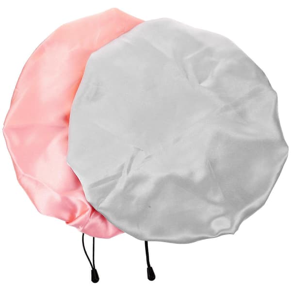 Sovehette Justerbar Dobbeltlags Sateng Sovehette for Kvinner Nattlig Hvile Rosa 2 stk A