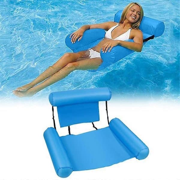 Pool Float Stol, Oppustelig Pool til Voksne, Sammenklappelig Bærbar Flydesæde, Pool Party Sommer Vand Sjov Blå A