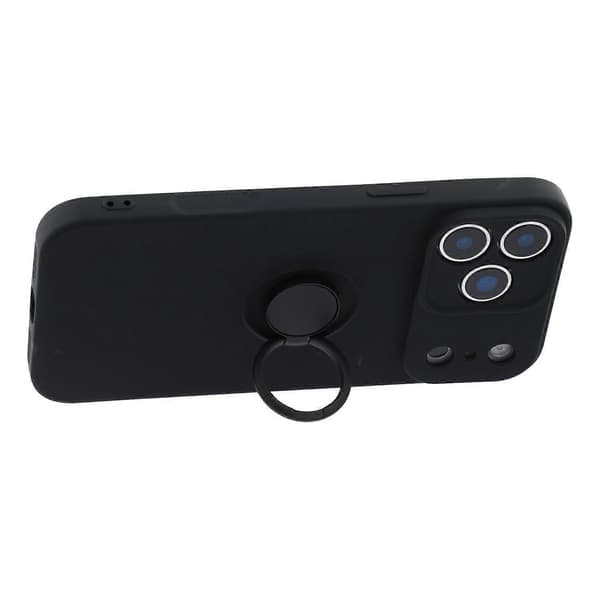 iPhone 17 Pro Max silikonikuori hihnarenkaalla ja jalustalla (musta, musta)