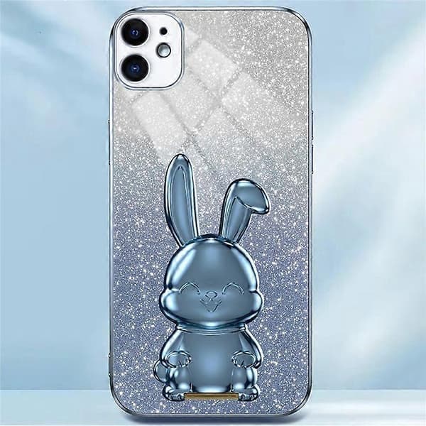 Kompatibel med iPhone 12 mini Glitterpulverfodral med utfällbart stativ Smarttelefonfodral A