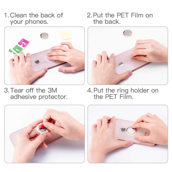 Ringhållare för telefon, Ultra Slim 360° Rotation Finger Grip Ring Hållare Kompatibel med Car Magnetic Mount för IPhone Samsung Galaxy (Rose Gold)