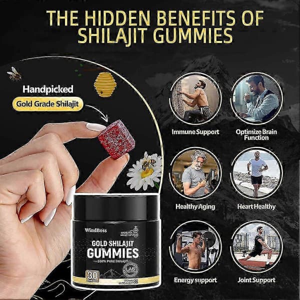 2025 Nutrition Gels & Chews Gold Shilajit Gummies 30 stk. til mænd og kvinder A