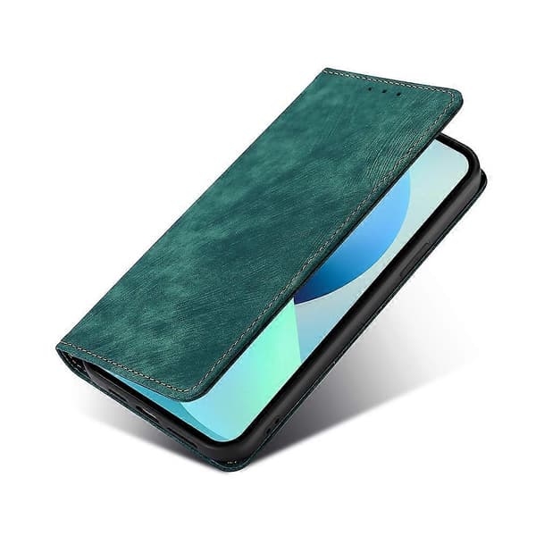 För Samsung Galaxy S21 FE 5GRFID Stöldskyddsborste Magnetiskt LäderfodralGrön