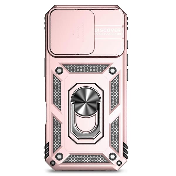 Til iPhone 16 Pro Max etui Ring Kickstand Slide Kamera Låg PC+TPU Telefoncover A