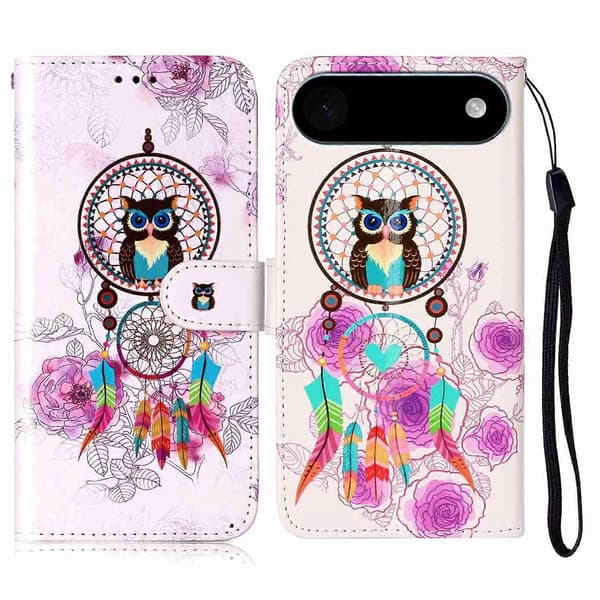 Til iPhone 17 Air etui mønster læderpung telefoncover med rem A