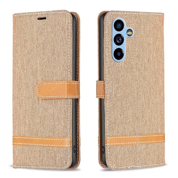För Samsung Galaxy A54 5G Färgblock Denim Textur Läder Telefonfodral