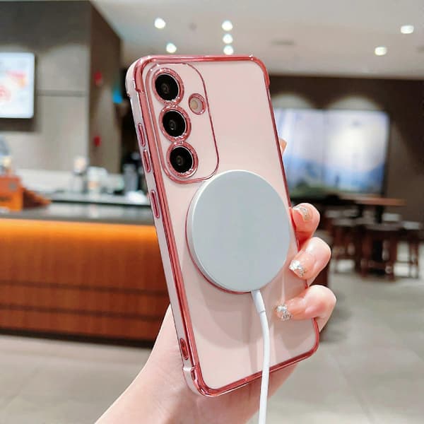 För Samsung Galaxy S25 Magnetiskt Skal Galvanisering TPU Telefonfodral