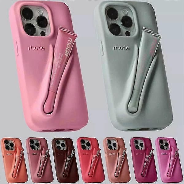 Rhode Lip Gloss Hindbær Telefoncover til iPhone 16 15 14 13 12 11 Pro Max E (Hindbær Jelly, 17 Pro Max)