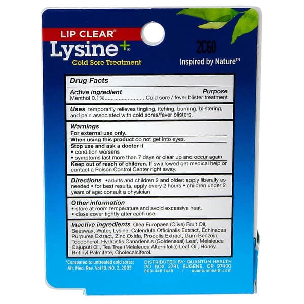 Lip Clear Lysine + Behandling av forkjølelsessår - 0,25 oz A