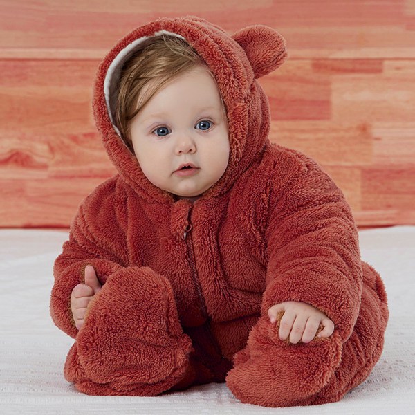 Baby Newborn Snowsuit vinterhuva fleece jumpsuit för Infant G