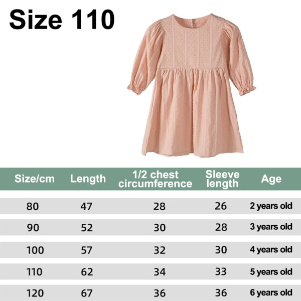 Toddler Baby Girls Puff Sleeve Round Neck Pleated Dress, Long sl