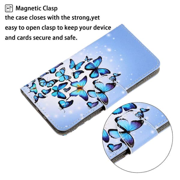 Mönstertryck Design Premium PU-läder Magnetlås Flip Folio Skyddande Plånboksställ Fodral f