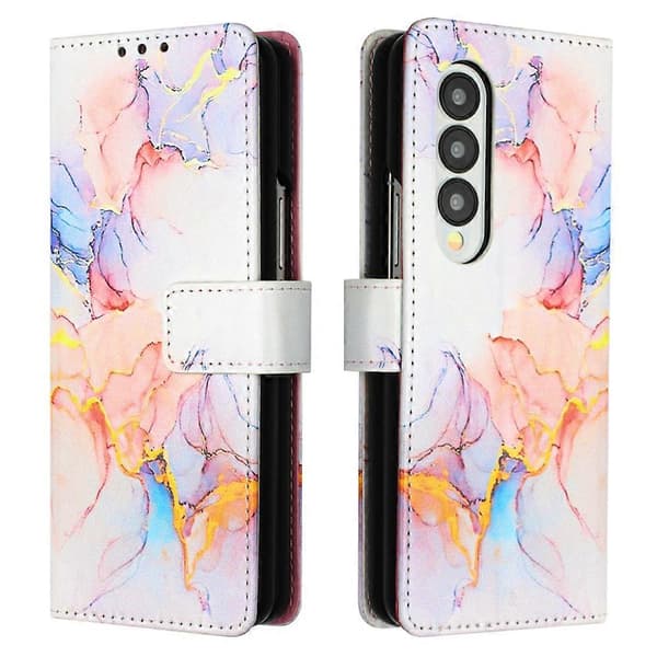 För Samsung Galaxy Z Fold4 PT003 Marmormönster Flip Läderfodral