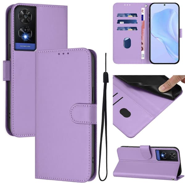 Ensfarvet PU-etui til TCL 505 (lavendel lilla)