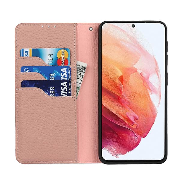 Til Samsung Galaxy S21 5G Litchi læder telefoncover (sort)