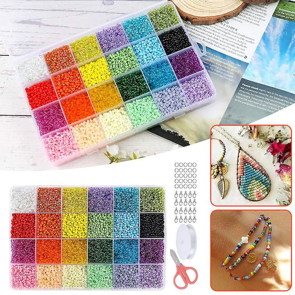 2/3/4 mm DIY smykkefremstilling farverige perler sæt multifunktionelle perlesortimenter sæt til DIY armbånd ringe A