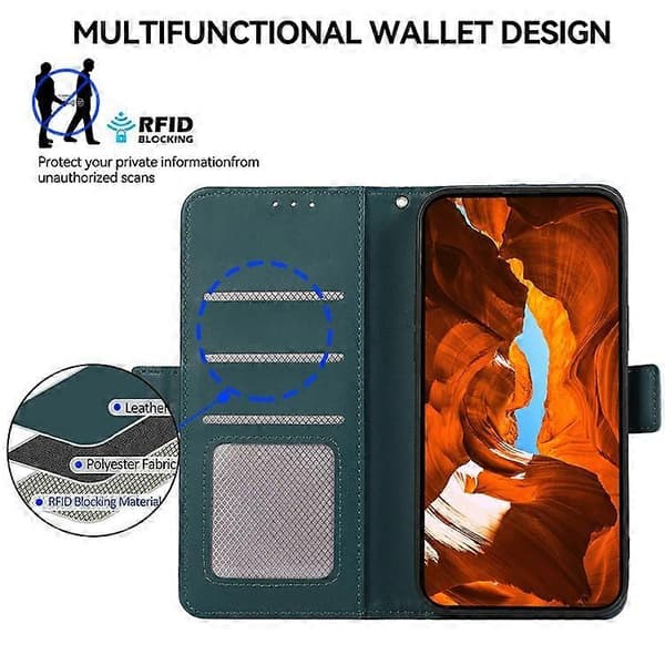 ABEEL Kompatibel med iPhone 13 Pro Max Cover PU Læder RFID Stand Folio Telefoncover A