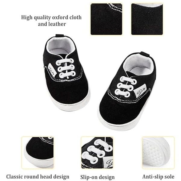 Baby Pojkar Flickor Canvas Sneaker Toddler Slip On Antisladd Nyfödda First Walkers Godisskor i 0-18 månader