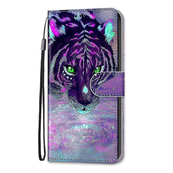 Fodral för iPhone 12 Pro målat flipfodral magnetisk stängning tiger A