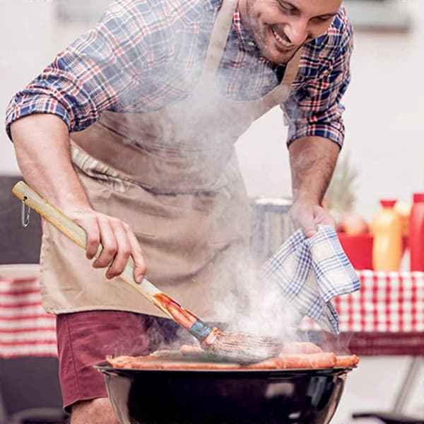 BBQ Basting Mops 18 tommer Grill Basting Brush Trehåndtak med A