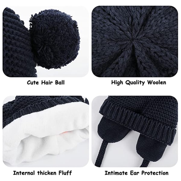1 set Baby Hat Cute Bear Toddler Earflap Beanie Warm for Fall Wi