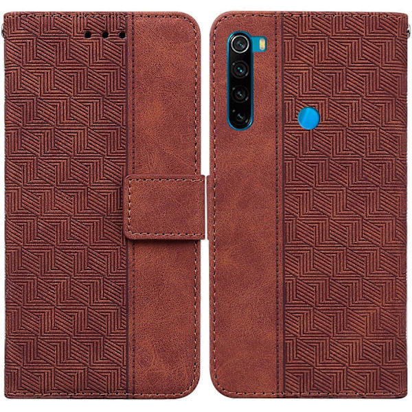 Til Xiaomi Redmi Note 8T Geometrisk præget lædertelefonetui Sort