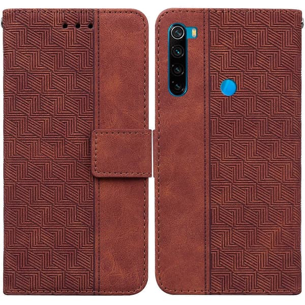 Til Xiaomi Redmi Note 8T Geometrisk preget skinntelefonveske Svart