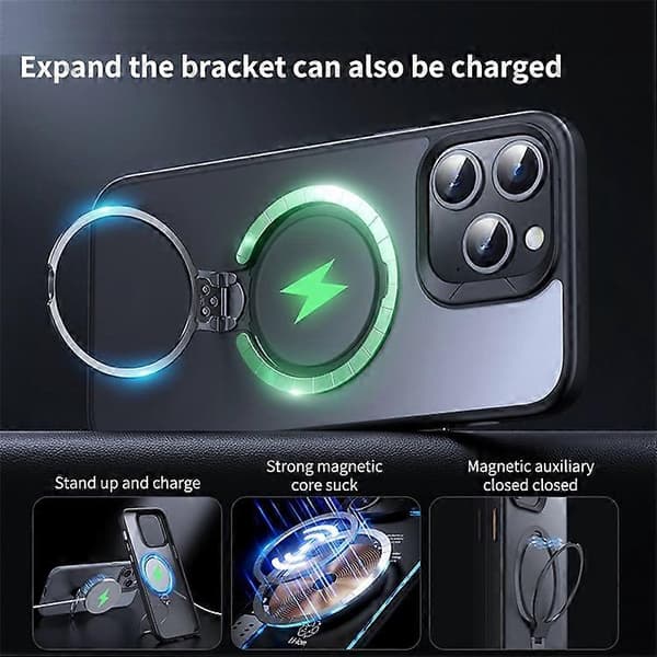Kompatibel med iPhone 15 Pro Max telefonfodral Stöd Mattsvart baksida Kompatibel med MagSafe A