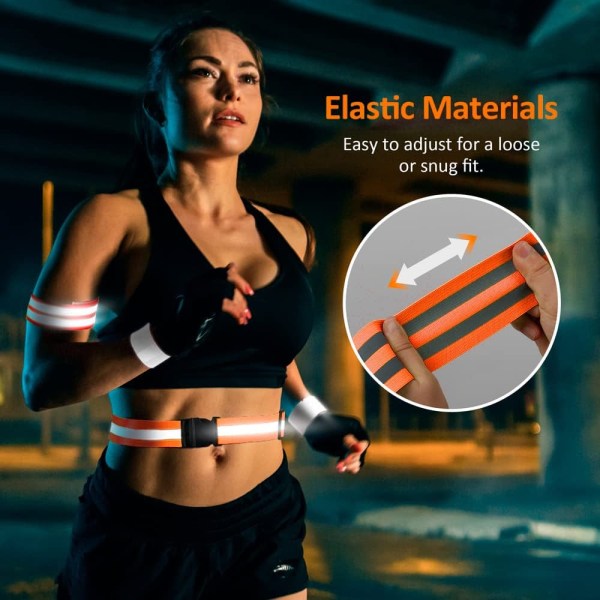 2stk Justerbart elastisk refleksbelte for utendørs sykling
