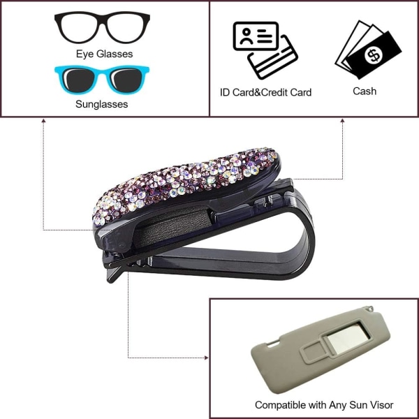 Solglasögonhållare för bilsolskydd, 2-pack glasögonhållare Clip Ha