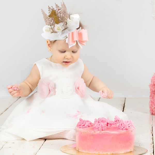 Baby Lace Flower Crown 1st Birthday Headband, Girl Boy Gift,Phot