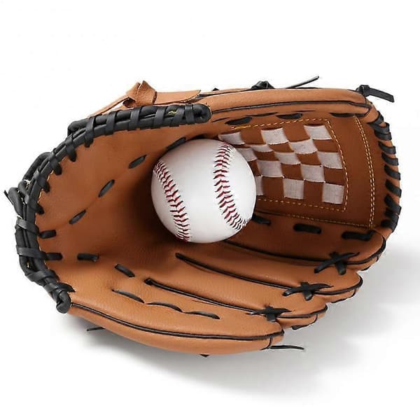 Baseballhandske i rent læder til voksne og børn, fortykket polstring til baseballtræning