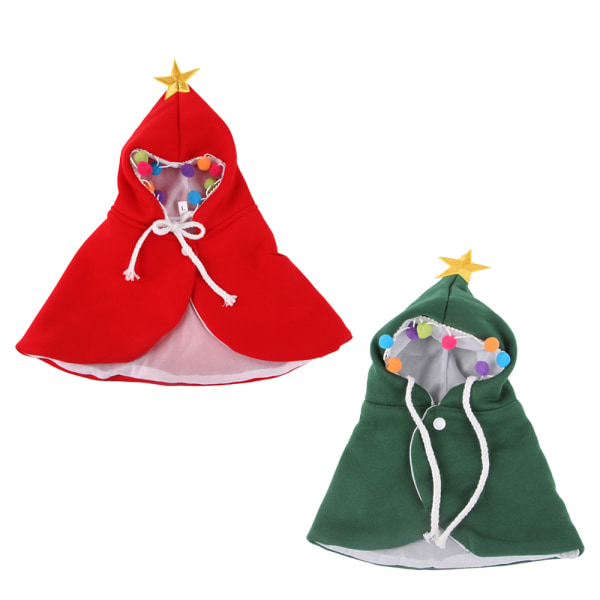 Julekostume til kæledyr, hvalpejulekappe med stjerne og pomponer