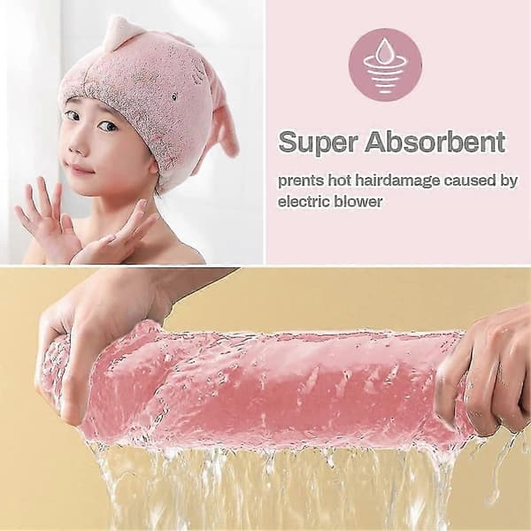 2-pack mikrofiberhandduk för hårtorkning, superabsorberande söt broderad korallfleece för vått hår A