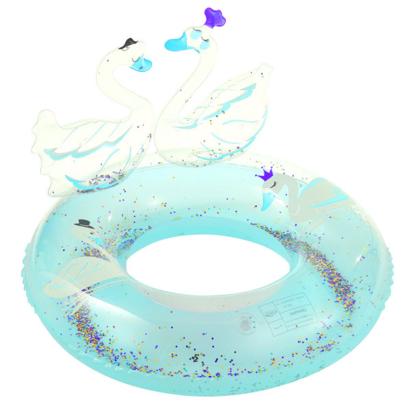 Oppblåsbar Glitter Swan Swimming Ring Fun Twin Swans Pool