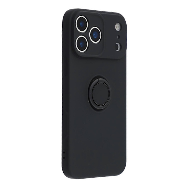Til iPhone 17 Pro Max silikonecover med remringstativ telefoncover (sort, sort)